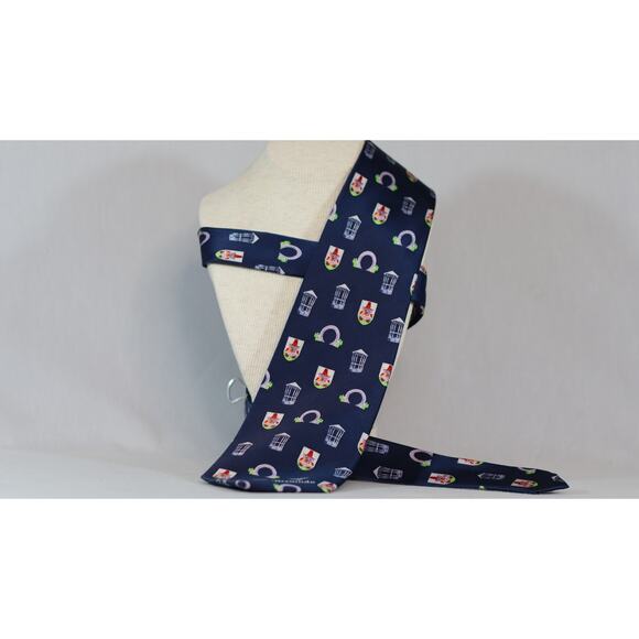 Museum Artifacts All Silk Mens Neck Tie Bermuda Style #2 Navy Multicolor - Picture 1 of 6